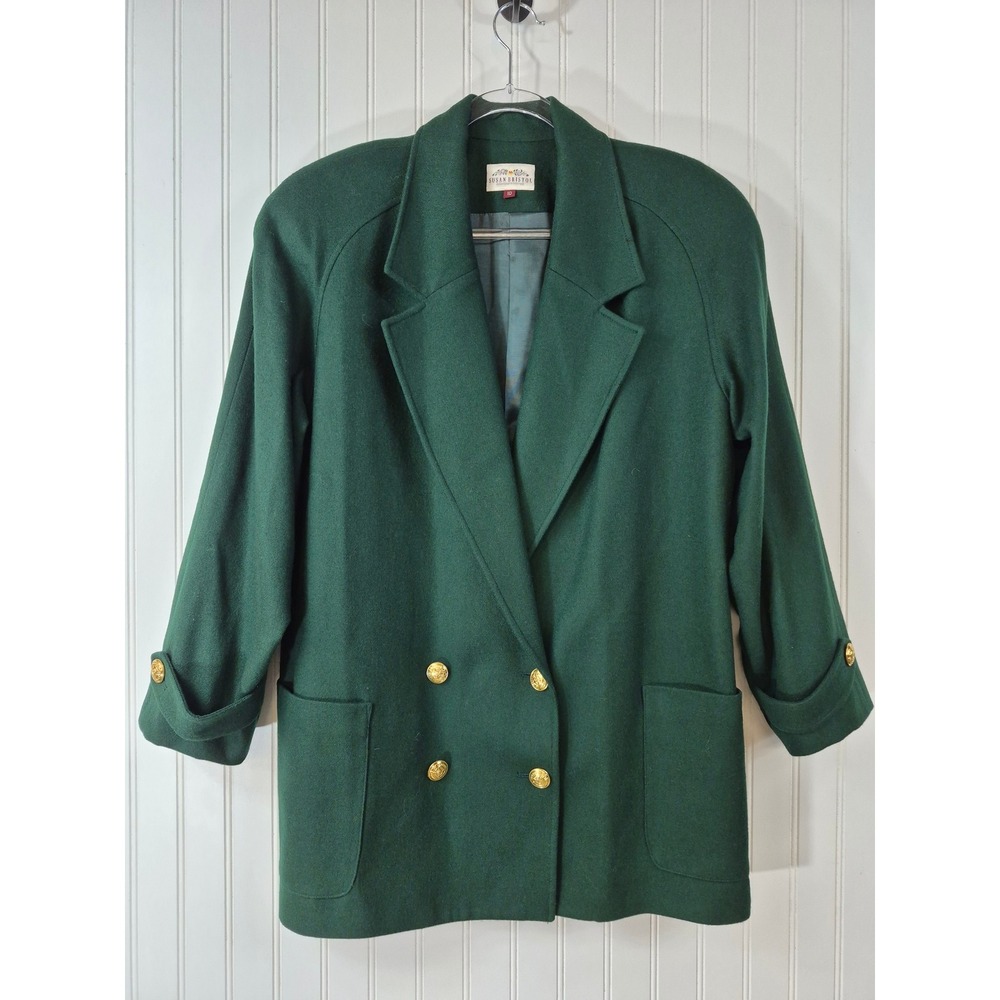 NWOT Vintage Susan Bristol 100% Merino Wool Blazer Dark Green Double Breasted 10